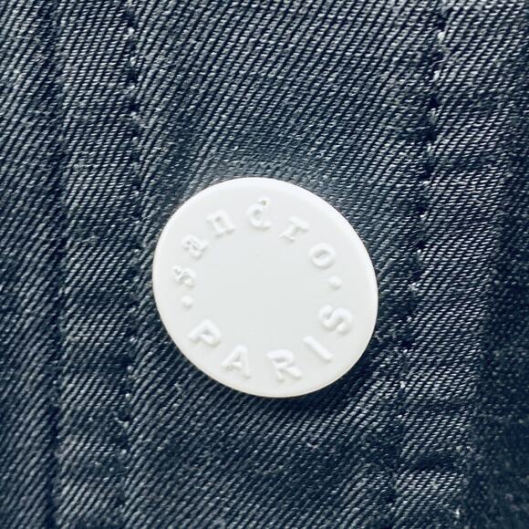 Sandro Paris Shirt Dress Womens Large Linen Western Button Up Vintage Inspired - Picture 4 of 7